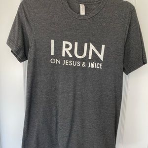I run on Jesus and juice Clean tee shirt s